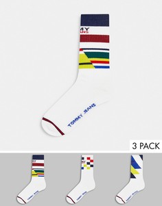 Три пары белых носков с принтом в виде брызг краски в подарочной упаковке Tommy Jeans-Многоцветный