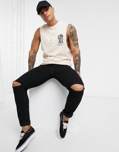 Розовая свободная футболка без рукавов с принтом черепа ASOS DESIGN-Розовый