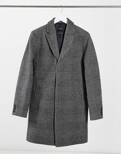 Черное клетчатое пальто Selected Homme-Черный