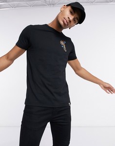 Черная футболка с вышитым принтом пейсли Pretty Green Marsham-Черный