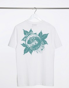 Белая футболка с принтом змеи и листьев на спине ASOS DESIGN-Белый