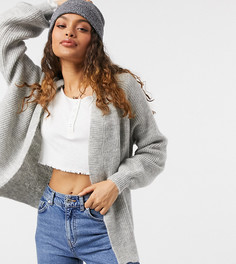 Серый свободный кардиган без застежек ASOS DESIGN Petite