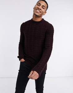 Трикотажный фактурный джемпер темного бордового цвета ASOS DESIGN-Красный