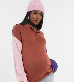 Oversized-джемпер в стиле регби с воротником и эффектом колор блок ASOS DESIGN Maternity-Многоцветный