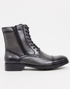 Серые кожаные ботинки на шнуровке Kenneth Cole-Серый