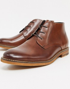 Кожаные ботинки чукка коньячного цвета Kenneth Cole-Светло-коричневый