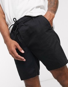 Черные зауженные шорты чиносы с эластичным поясом ASOS DESIGN-Черный