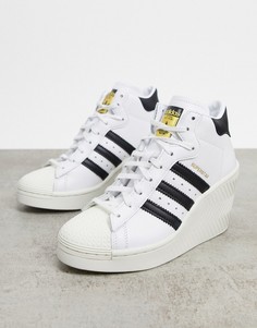 Черно-белые кроссовки на каблуке в стиле 80-х adidas Originals Superstar-Белый