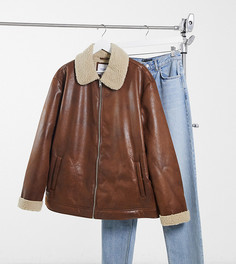 Светло-коричневая куртка-авиатор с отделкой из овчины Jack & Jones Originals Plus-Светло-коричневый