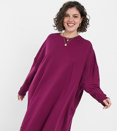 Платье-свитшот в стиле oversized темно-малинового цвета ASOS DESIGN Curve-Фиолетовый