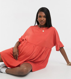 Платье в стиле super oversized с рукавами-оборками в приглушенном оранжевом цвете ASOS DESIGN Maternity-Оранжевый