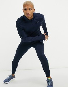 Темно-синий свитшот из ткани Dri-FIT с короткой молнией Nike Running Essentials