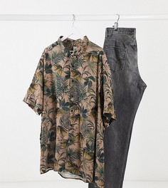 Футболка цвета хаки с принтом листьев River Island Big & Tall-Зеленый