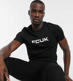 Черная футболка с принтом "FCUK" French Connection Tall-Черный