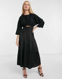 Черное повседневное платье макси из фактурной ткани ASOS DESIGN premium-Черный