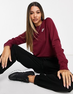 Бордовый свитшот с круглым вырезом Nike Essentials-Красный