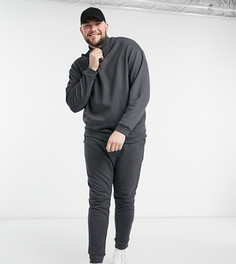 Черный выбеленный oversized спортивный костюм из органического хлопка со свитшотом на короткой молнии ASOS DESIGN Plus ORGANIC
