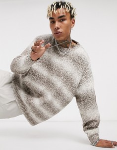 Трикотажный oversize-джемпер с эффектом омбре ASOS DESIGN-Бежевый