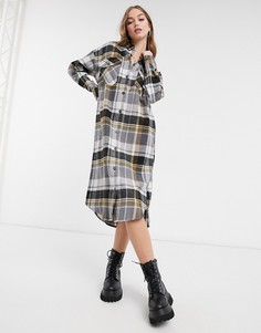 Платье-рубашка миди на пуговицах в клетку ASOS DESIGN-Многоцветный