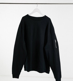 Черный свитшот из органического материала с карманом MA1 ASOS DESIGN Plus