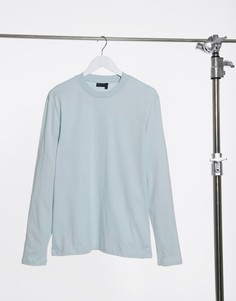 Светло-синий лонгслив с круглым вырезом ASOS DESIGN-Голубой