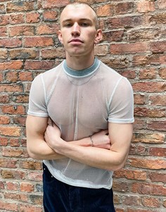 Белая сетчатая футболка с блестками ASOS DESIGN-Белый