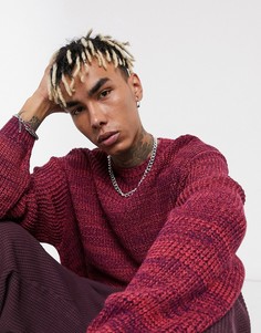 Малиновый вязаный oversized джемпер в рубчик ASOS DESIGN-Красный