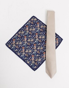 Галстук и платок для нагрудного кармана цвета шампанского Burton Menswear-Бежевый