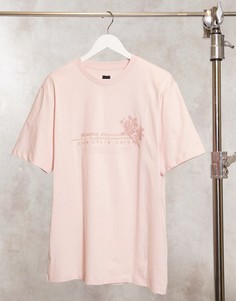 Розовая футболка с цветочным принтом River Island-Розовый