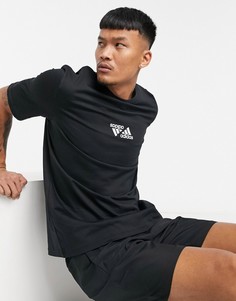 Черная футболка с двойным логотипом adidas Training-Черный