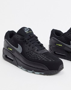 Светящиеся в темноте черные кроссовки Nike Air Max 90 SE Halloween-Черный