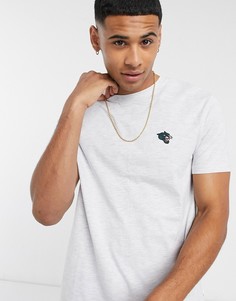 Серая футболка с вышитым рисунком пантеры Burton Menswear-Серый