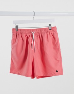 Короткие шорты для плавания кораллового цвета с вышитым треугольником ASOS DESIGN-Оранжевый