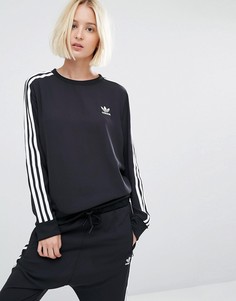 Шифоновый свитшот с тремя полосками adidas Originals-Черный