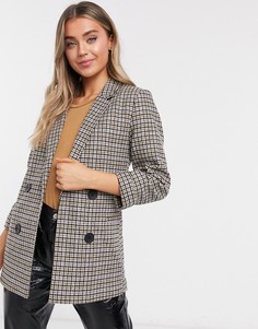 Пиджак в стиле oversized в коричневую клетку Stradivarius-Коричневый