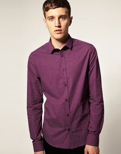 Приталенная рубашка в горошек ASOS DESIGN-Фиолетовый