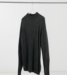 Серый мягкий джемпер с круглым высоким вырезом Threadbare Tall
