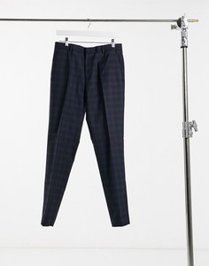 Темно-синие узкие брюки в клетку Burton Menswear-Темно-синий