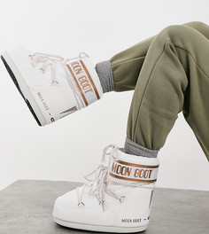 Классические низкие луноходы белого цвета и цвета розового золота Moon Boot Exclusive-Белый