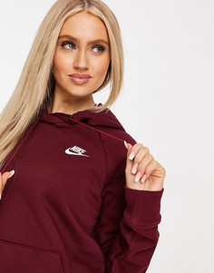 Бордовое худи Nike essentials-Красный