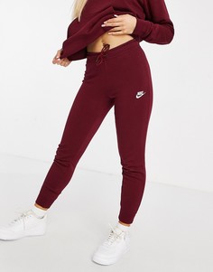 Бордовые джоггеры узкого кроя Nike essentials-Красный
