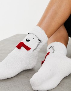 Новогодние носки с изображением полярного медведя в подарочной упаковке Loungeable-Красный