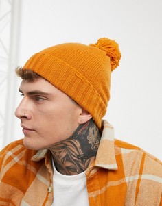 Оранжевая шапка-бини с помпоном ASOS DESIGN-Оранжевый