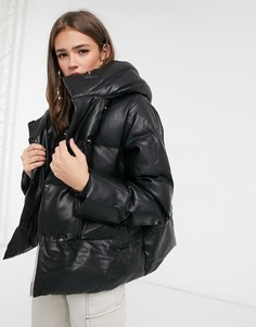 Укороченное пальто из искусственной кожи в стиле oversized Jakke patricia-Черный