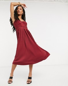 Темно-бордовое платье миди на бретельках ASOS DESIGN Premium-Красный
