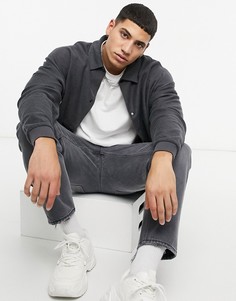 Черная трикотажная куртка-харрингтон в стиле oversized ASOS DESIGN-Черный