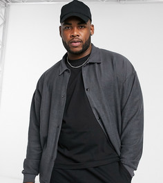 Черная трикотажная куртка Харрингтон в стиле oversized ASOS DESIGN Plus-Черный