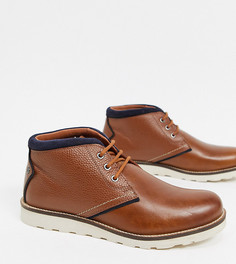 Светло-коричневые кожаные ботинки чукка с контрастным верхом для широкой стопы Original Penguin-Светло-коричневый