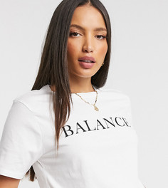 Белая футболка c надписью "Balance" ASOS DESIGN Tall-Белый