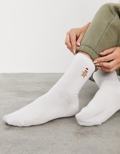 Новогодние белые носки длиной до щиколотки с вышитым логотипом ASOS DESIGN-Белый